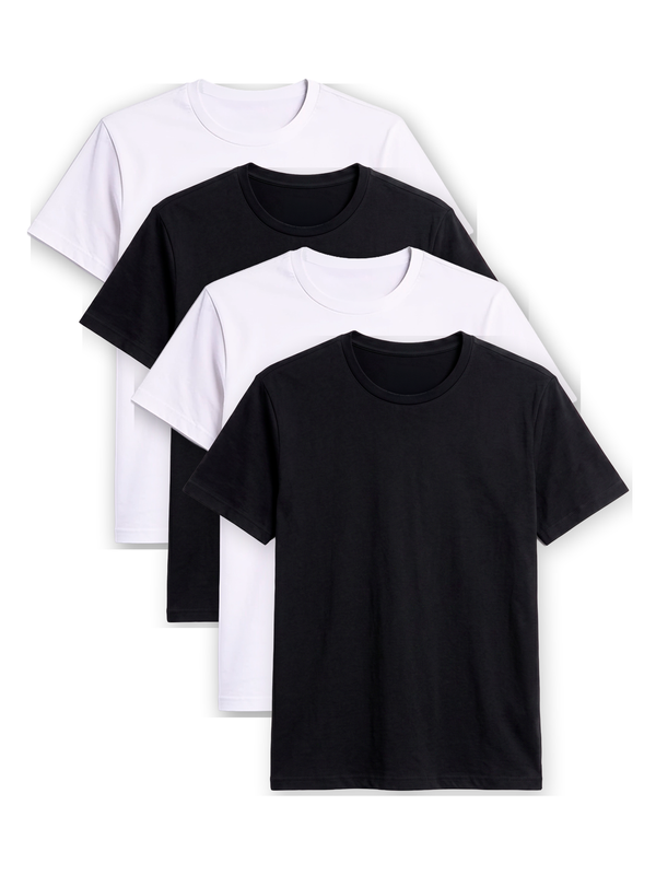 Kit 4 Camisas Básicas Essencial® - Preta / Branca